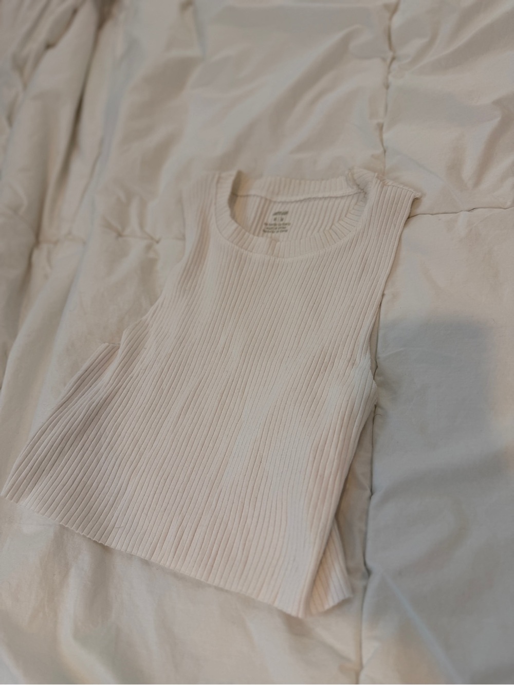 Aerie Ribbed Sleeveless Knit Tank Top - Cream